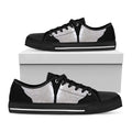 White Angel Wings Print Black Low Top Sneakers