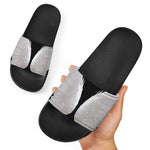 White Angel Wings Print Black Slide Sandals