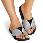 White Angel Wings Print Black Slide Sandals