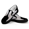 White Angel Wings Print Black Slip On Sneakers