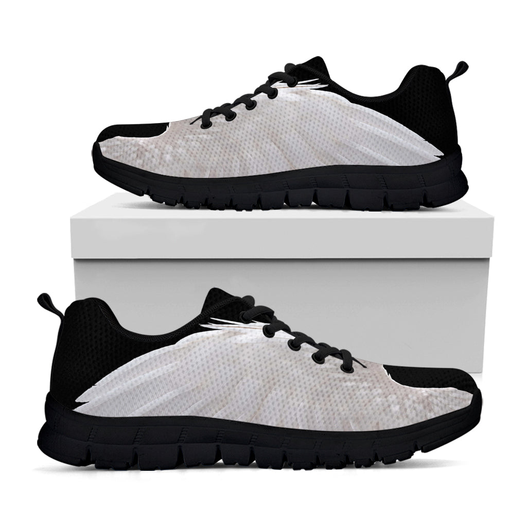 White Angel Wings Print Black Sneakers