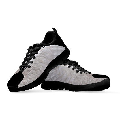 White Angel Wings Print Black Sneakers