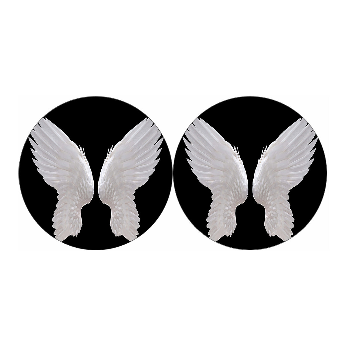 White Angel Wings Print Car Coasters