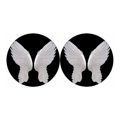 White Angel Wings Print Car Coasters