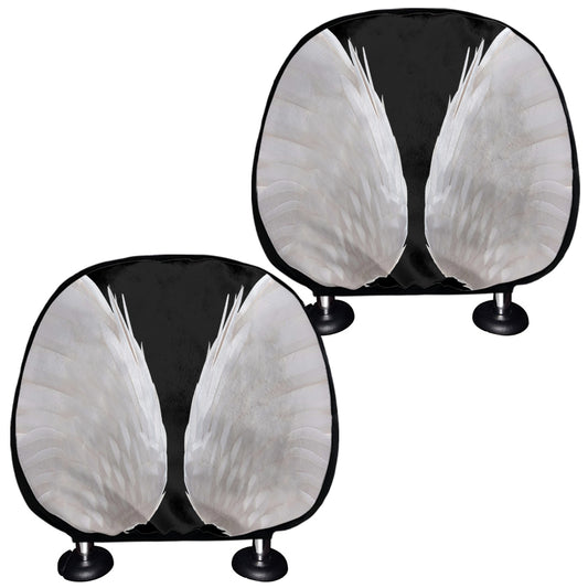 White Angel Wings Print Car Headrest Covers
