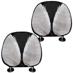 White Angel Wings Print Car Headrest Covers
