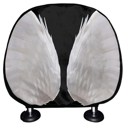White Angel Wings Print Car Headrest Covers