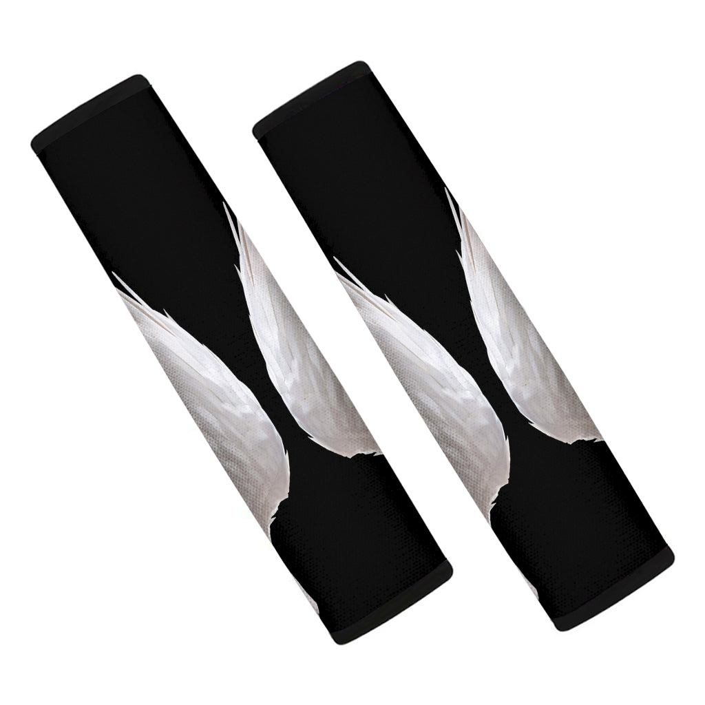 White Angel Wings Print Car Seat Belt Covers