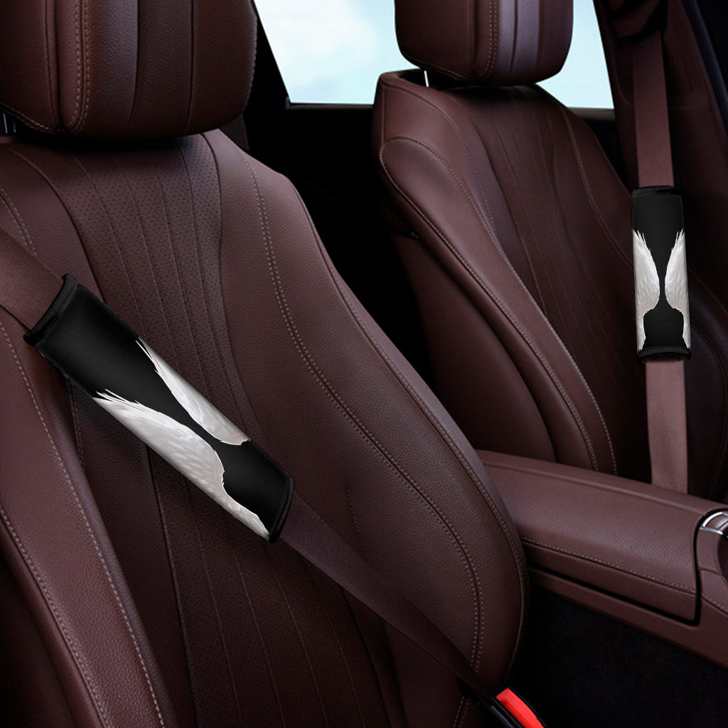 White Angel Wings Print Car Seat Belt Covers