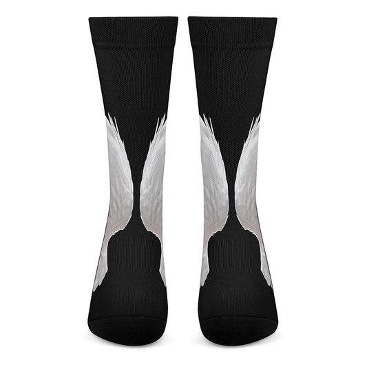 White Angel Wings Print Crew Socks