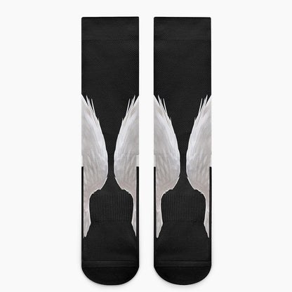 White Angel Wings Print Crew Socks