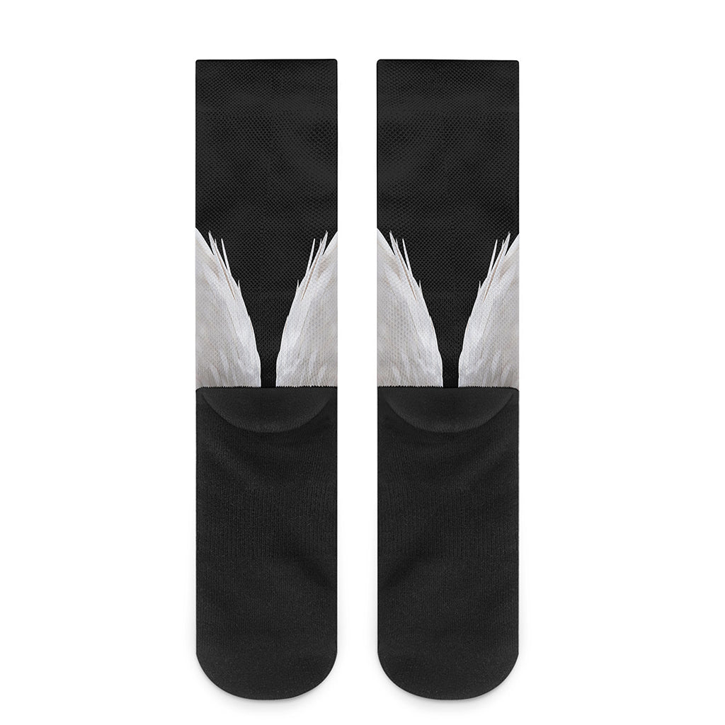White Angel Wings Print Crew Socks