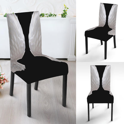 White Angel Wings Print Dining Chair Slipcover