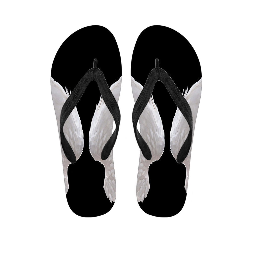 White Angel Wings Print Flip Flops