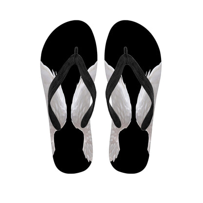 White Angel Wings Print Flip Flops