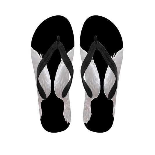 White Angel Wings Print Flip Flops