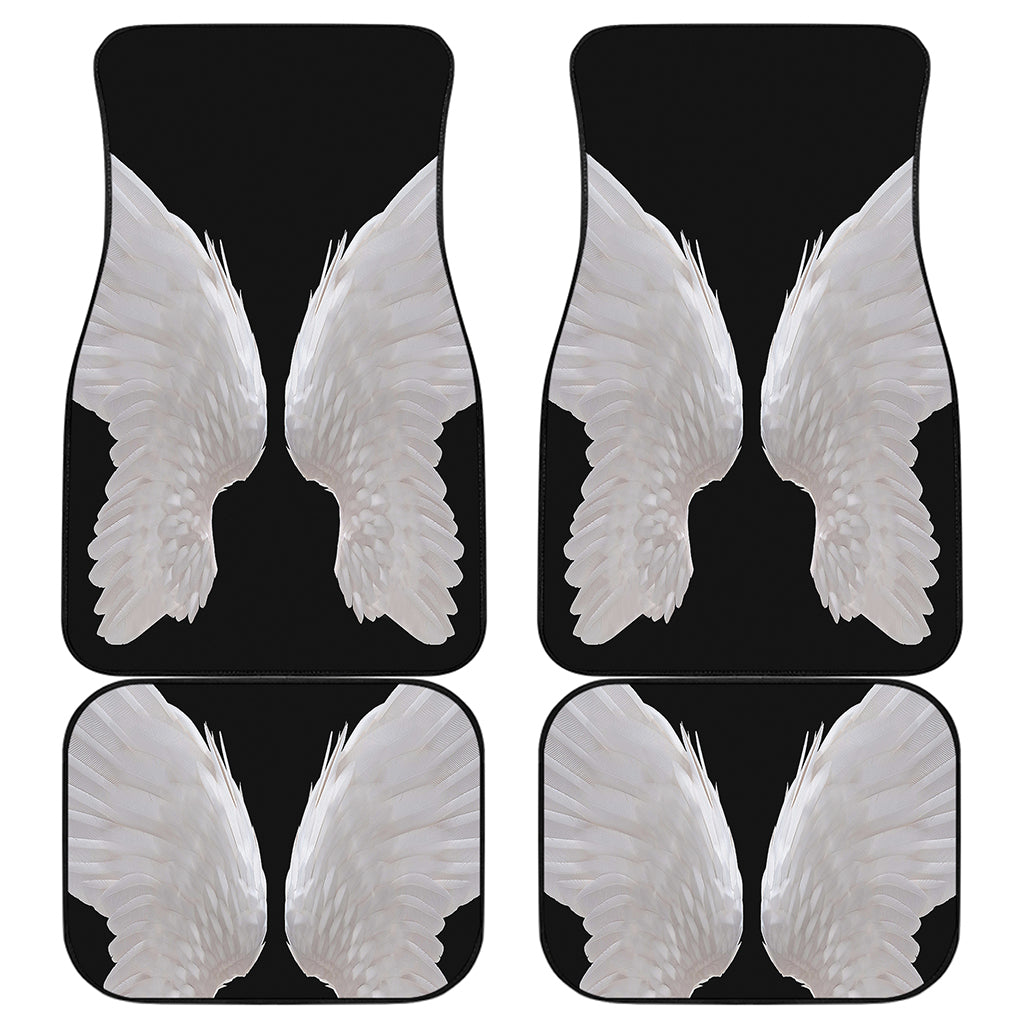 White Angel Wings Print Front and Back Car Floor Mats