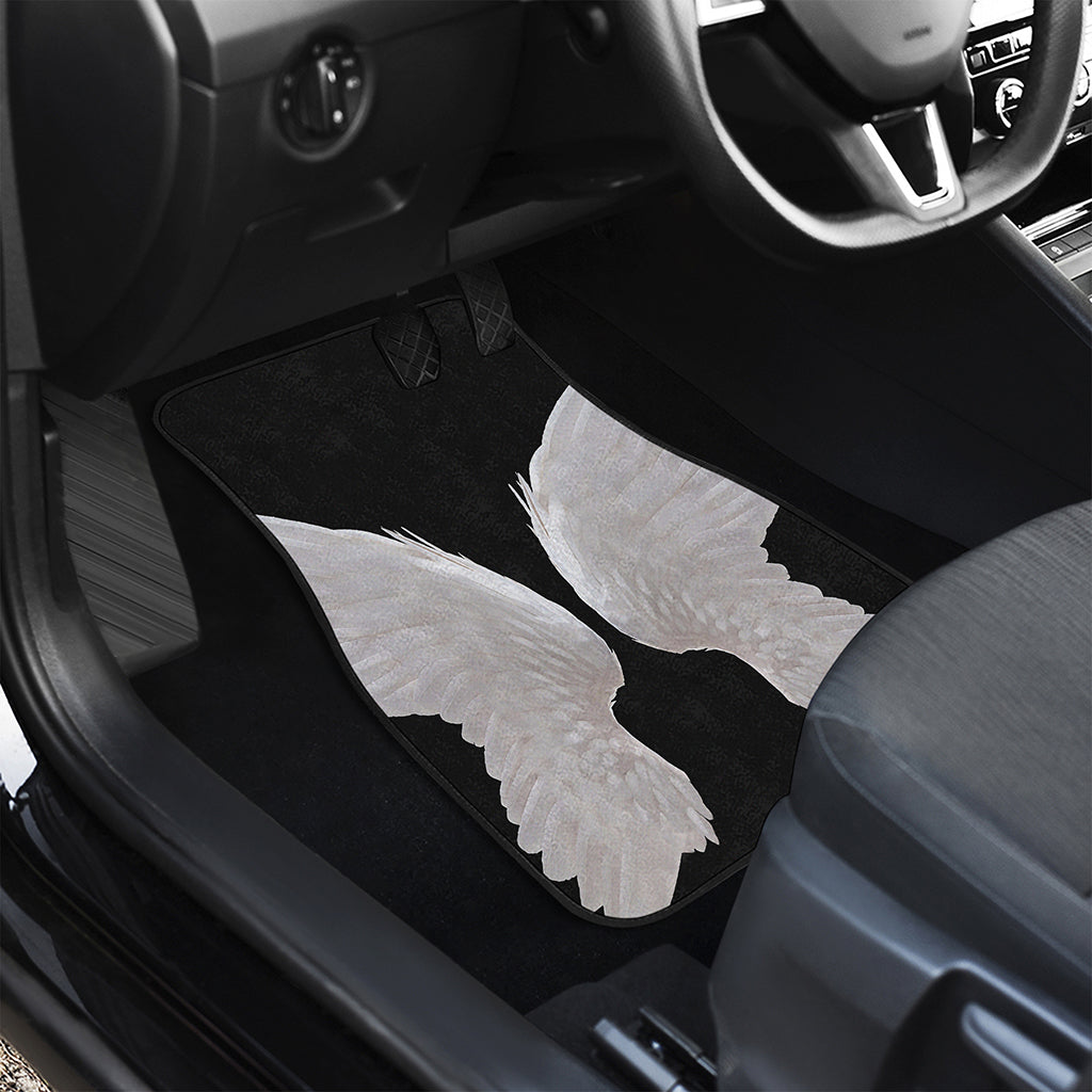 White Angel Wings Print Front and Back Car Floor Mats