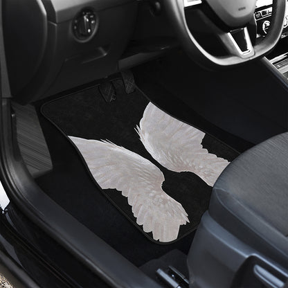 White Angel Wings Print Front and Back Car Floor Mats