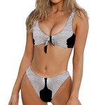 White Angel Wings Print Front Bow Tie Bikini