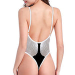 White Angel Wings Print High Cut One Piece Swimsuit