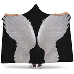 White Angel Wings Print Hooded Blanket