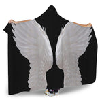 White Angel Wings Print Hooded Blanket