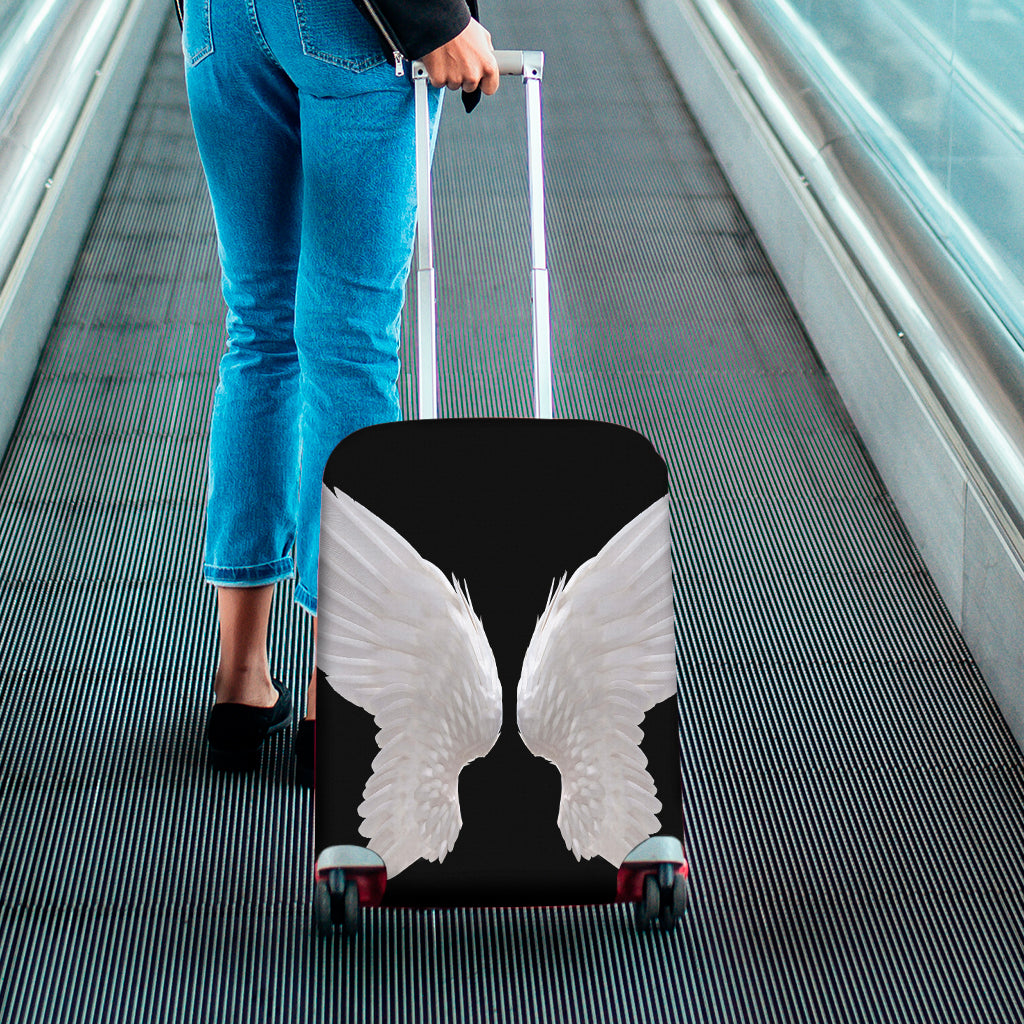White Angel Wings Print Luggage Cover