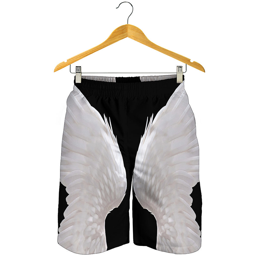 White Angel Wings Print Men's Shorts