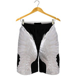 White Angel Wings Print Men's Shorts