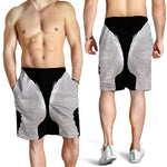 White Angel Wings Print Men's Shorts