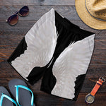 White Angel Wings Print Men's Shorts