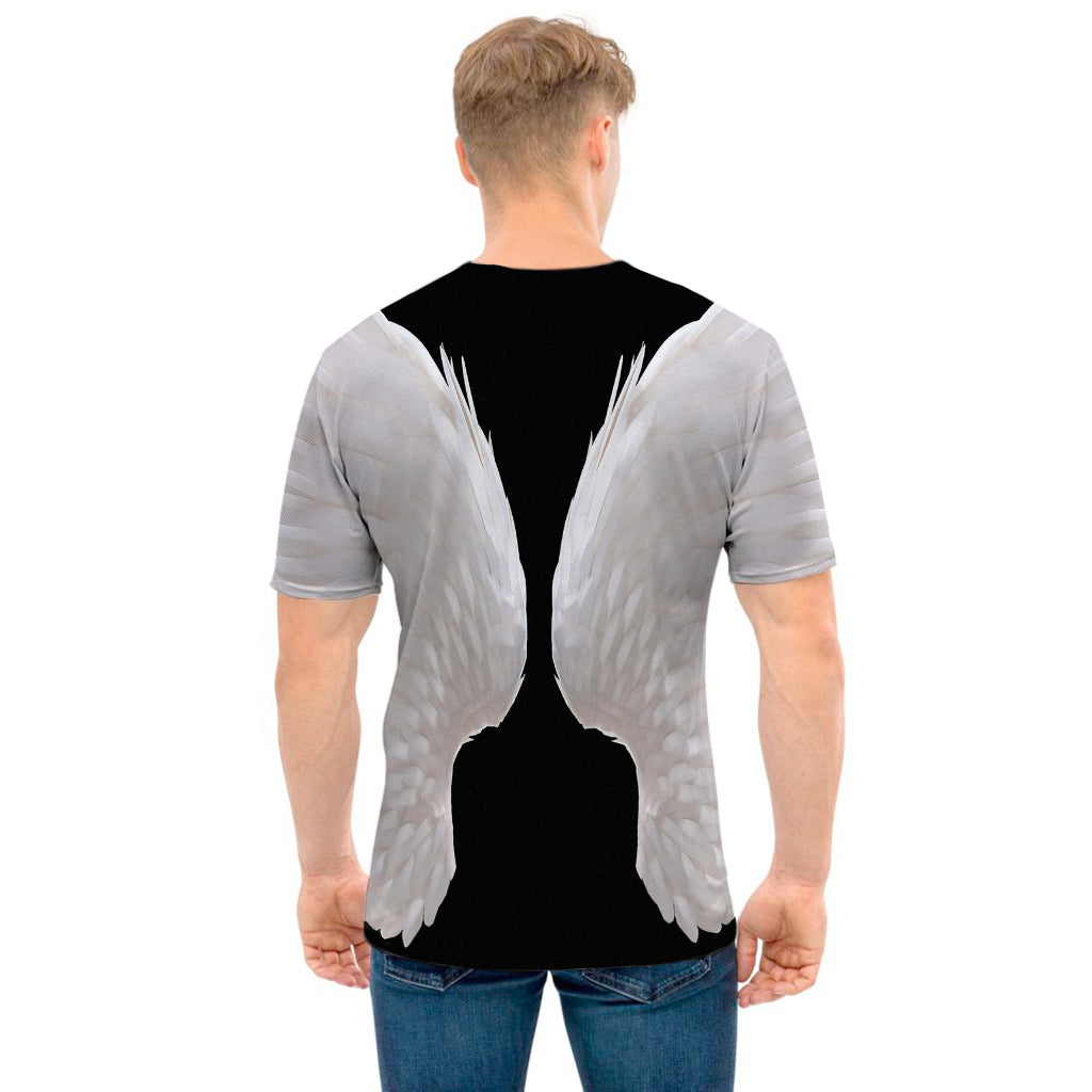 White Angel Wings Print Men's T-Shirt