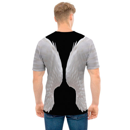 White Angel Wings Print Men's T-Shirt
