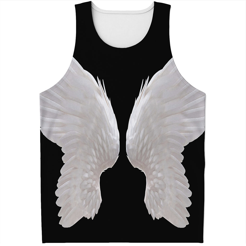 White Angel Wings Print Men's Tank Top