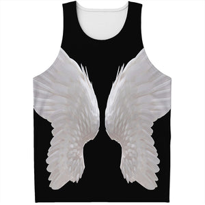 White Angel Wings Print Men's Tank Top