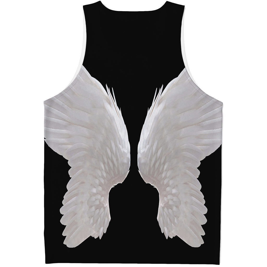 White Angel Wings Print Men's Tank Top