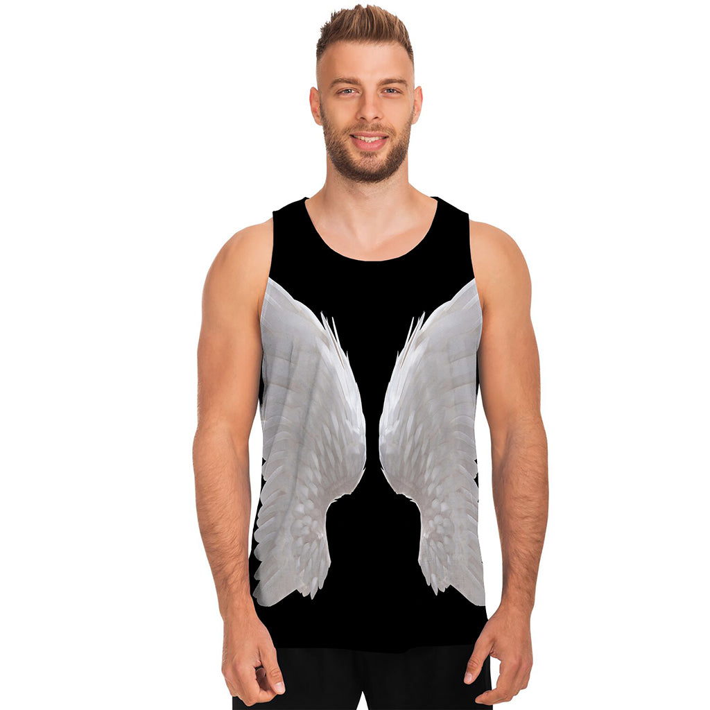 White Angel Wings Print Men's Tank Top