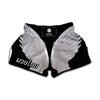 White Angel Wings Print Muay Thai Boxing Shorts