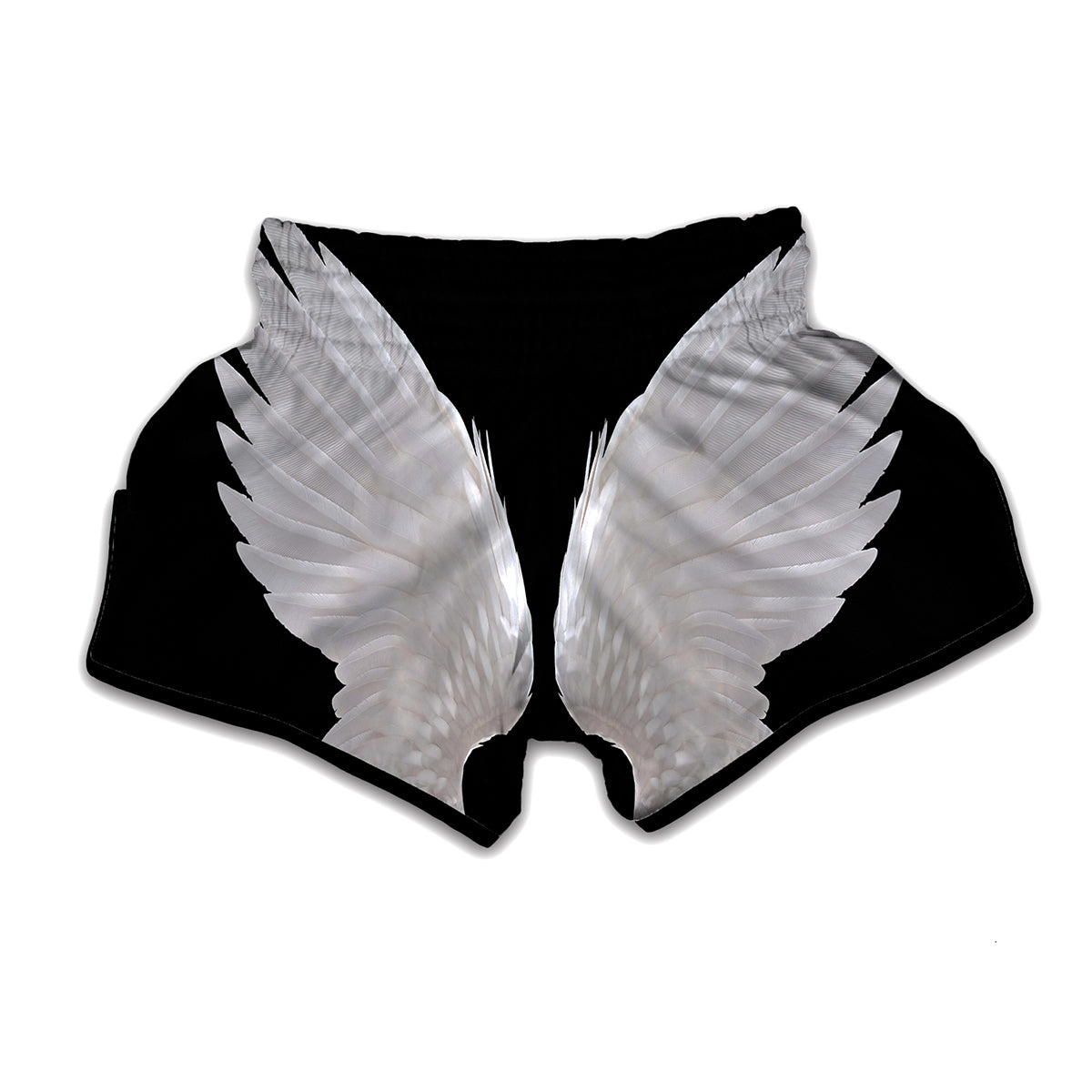 White Angel Wings Print Muay Thai Boxing Shorts