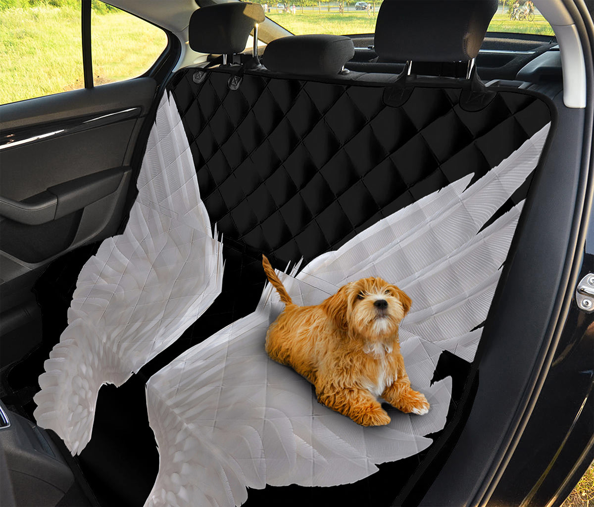 White Angel Wings Print Pet Car Back Seat Cover