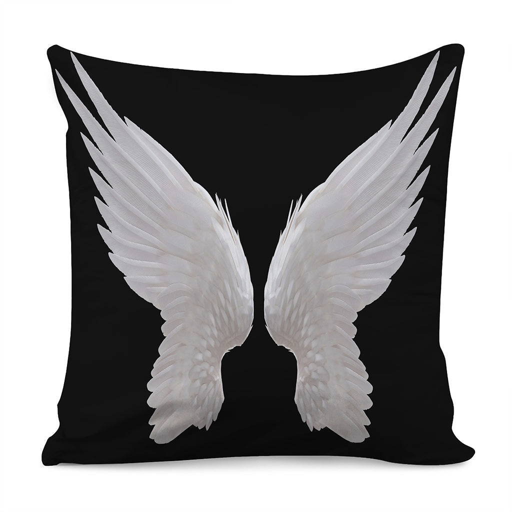 White Angel Wings Print Pillow Cover