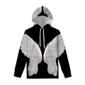 White Angel Wings Print Pullover Hoodie