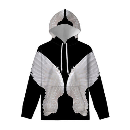 White Angel Wings Print Pullover Hoodie