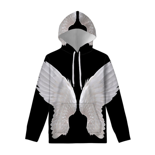 White Angel Wings Print Pullover Hoodie