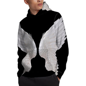 White Angel Wings Print Pullover Hoodie