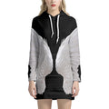 White Angel Wings Print Pullover Hoodie Dress