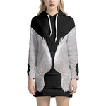 White Angel Wings Print Pullover Hoodie Dress