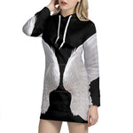 White Angel Wings Print Pullover Hoodie Dress
