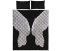 White Angel Wings Print Quilt Bed Set